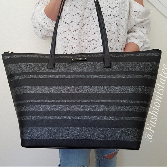 NWT KATE SPADE HANI HAVEN LANE LARGE BLACK TOTE - Picture 2 of 8